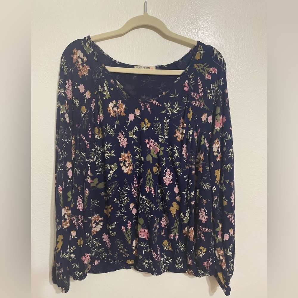 Ruff Hewn navy floral top